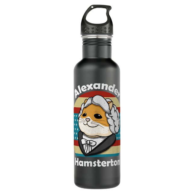 Alexander Hamilton Retro Hamster Hamsterton Stainless Steel Water Bottle (Front)