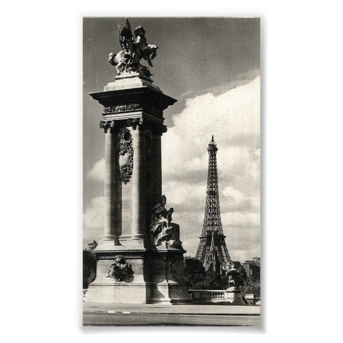 Alexander III Bridge and Eiffel Tower in Paris Photo Print