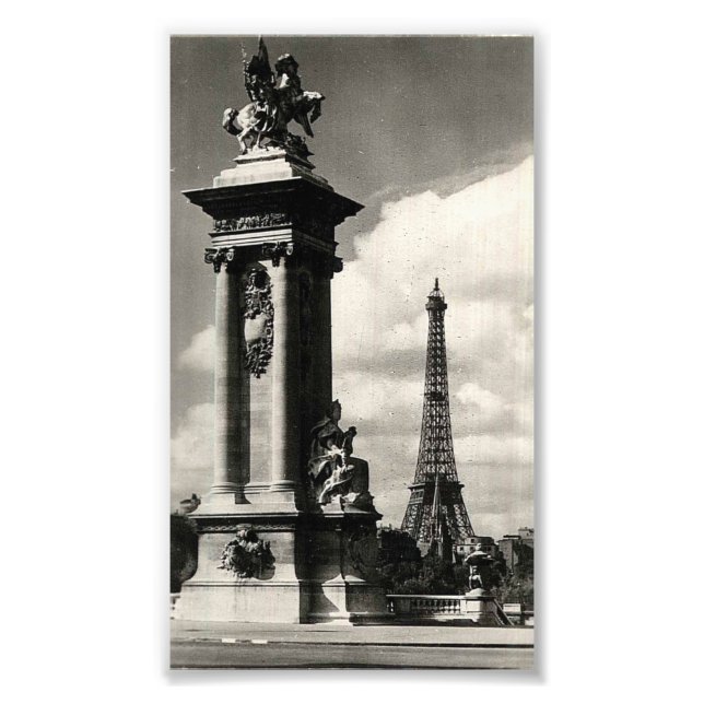 Alexander III Bridge and Eiffel Tower in Paris Photo Print (Front)