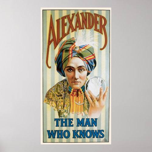 Alexander  Mentalist Physic Vintage Magic Ad Poster