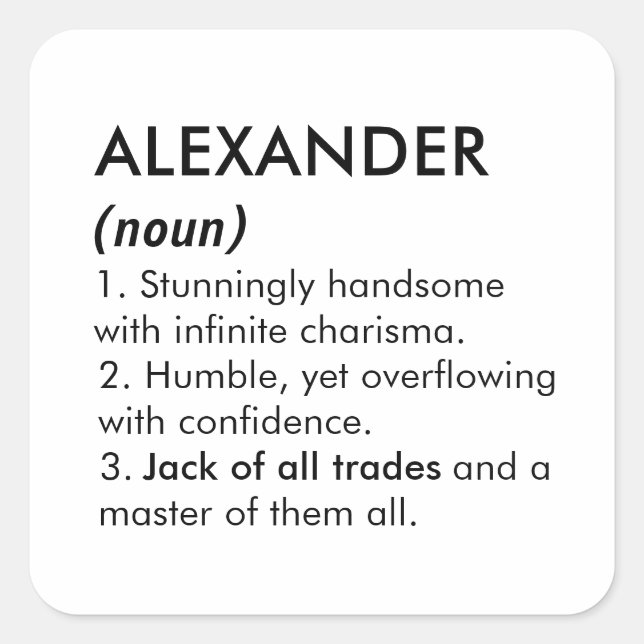 Alexander name, Editable name, Custom name Square Sticker (Front)