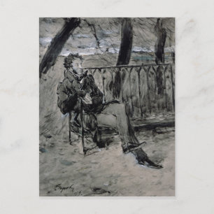 Alexander Pushkin in a Park, 1899 Postcard