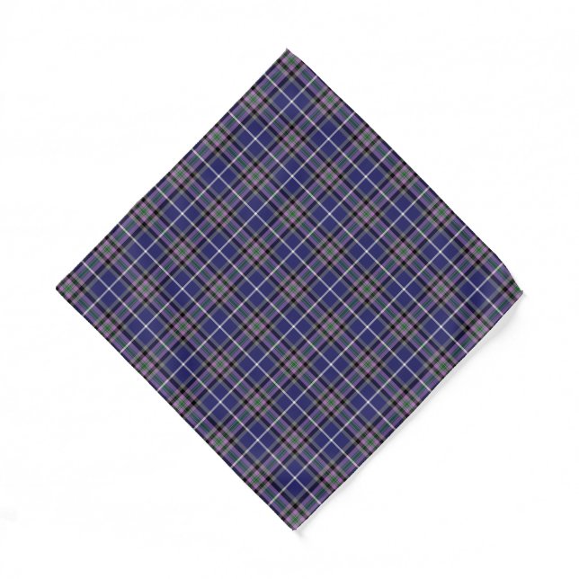Alexander Tartan Blue and Purple Scottish Plaid Bandana (Front)
