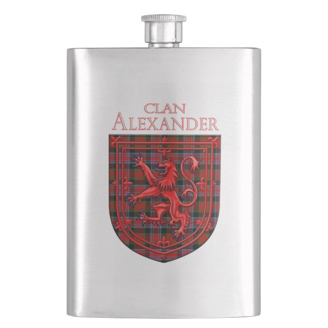 Alexander Tartan Scottish Plaid Lion Rampant Flask (Front)