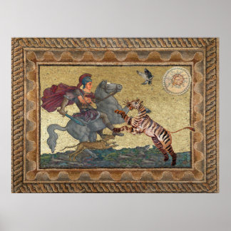 Alexander the Great, Bucephalus and Peritas mosaic Poster