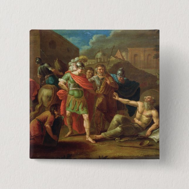 Alexander the Great visits Diogenes at Corinth Pinback Button (Front)