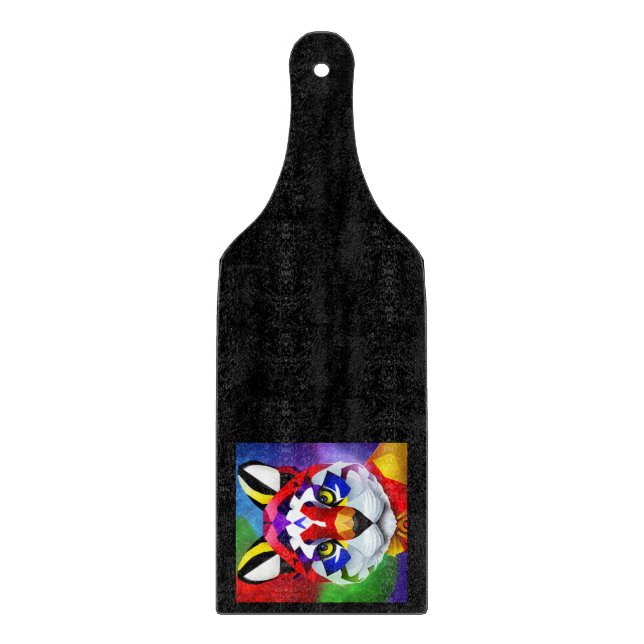 Alexander's Cat black glass paddle cutting board (Front)