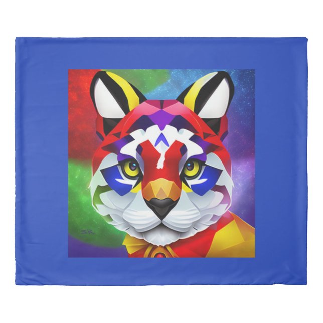 Alexander's Cat blue king duvet cover (Front)