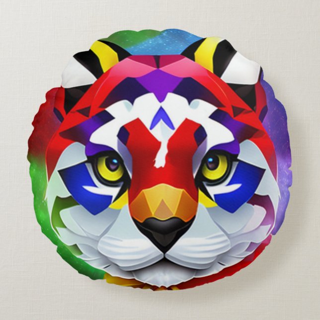 Alexander's Cat blue round poly throw pillow (Front)