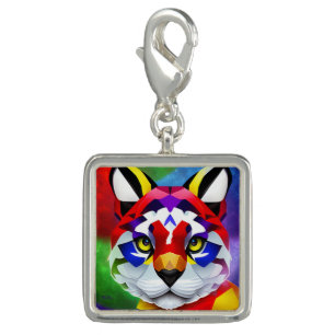 Alexander's Cat silver square charm