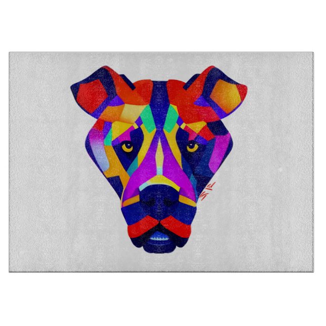 Alexander's Dog white glass cutting board (Front)