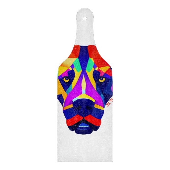 Alexander's Dog white glass paddle cutting board (Front)