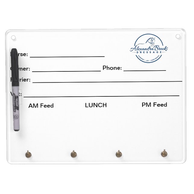 Alexandra Brooks Dressage Stall Chart Dry Erase Board With Keychain Holder (Front)
