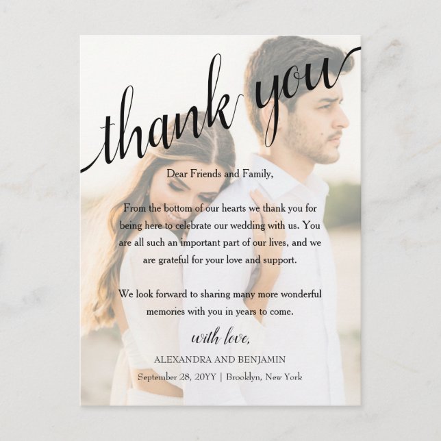 Alexandra Photo Wedding Reception Thank You Postcard (Front)