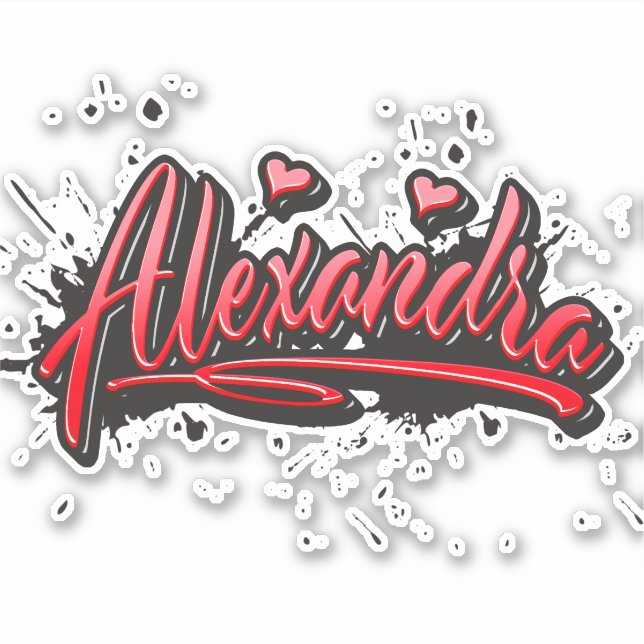 Alexandra red Heart Graffiti Sticker (Front)