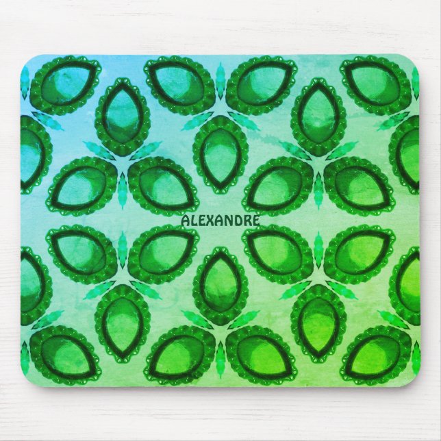 ALEXANDRE ~ Abstract Green Pattern ~ Personalized  Mouse Pad (Front)