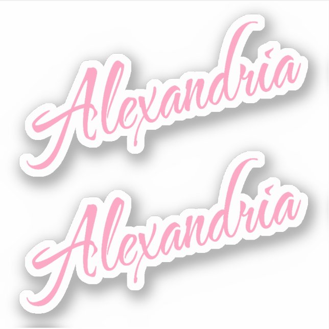 Alexandria Decorative Name in Pink x2 Sticker (Front)
