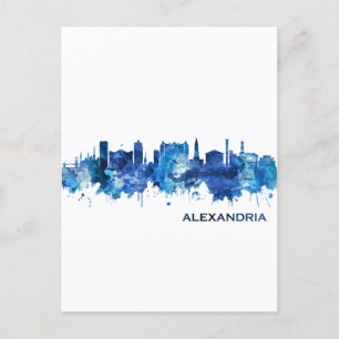 Alexandria Egypt Skyline Blue Holiday Postcard