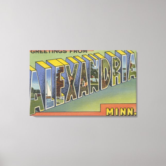 Alexandria, Minnesota - Large Letter Scenes Canvas Print (Front)