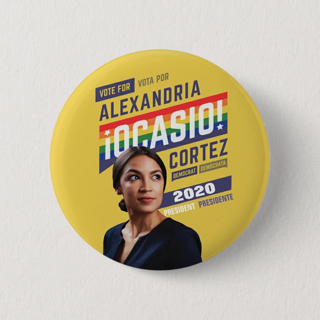 Alexandria Ocasio Cortez 2020 Button (Front)