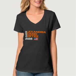 Alexandria Ocasio-Cortez 2028 American Flag T-Shirt