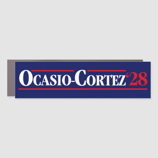 Alexandria Ocasio-Cortez AOC 2028 Bumper Car Magnet (Front)