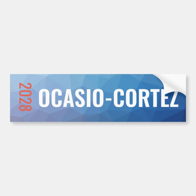 Alexandria Ocasio-Cortez Blue Geometric Bumper Sticker (Front)