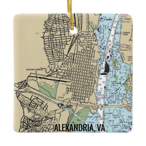Alexandria Virginia Chart Ceramic Ornament