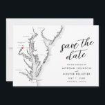 Alexandria Virginia Map Modern Wedding Save The Date<br><div class="desc">Announce your Alexandria, VA wedding in style with our modern black and white Chesapeake Bay map Save the Date. Featuring a chic design highlighting iconic venues like The Alexandrian, George Washington Masonic National Memorial, Torpedo Factory Art Center, River Farm, and Mount Vernon Inn Restaurant. Personalize with your own photo and...</div>