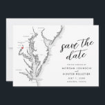 Alexandria Virginia Map Modern Wedding Save The Date<br><div class="desc">Announce your Alexandria, VA wedding in style with our modern black and white Chesapeake Bay map Save the Date. Featuring a chic design highlighting iconic venues like The Alexandrian, George Washington Masonic National Memorial, Torpedo Factory Art Center, River Farm, and Mount Vernon Inn Restaurant. Personalize with your own photo and...</div>