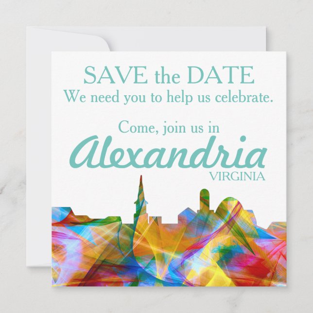 ALEXANDRIA, VIRGINIA SKYLINE VIBRANCE - SAVE THE DATE (Front)