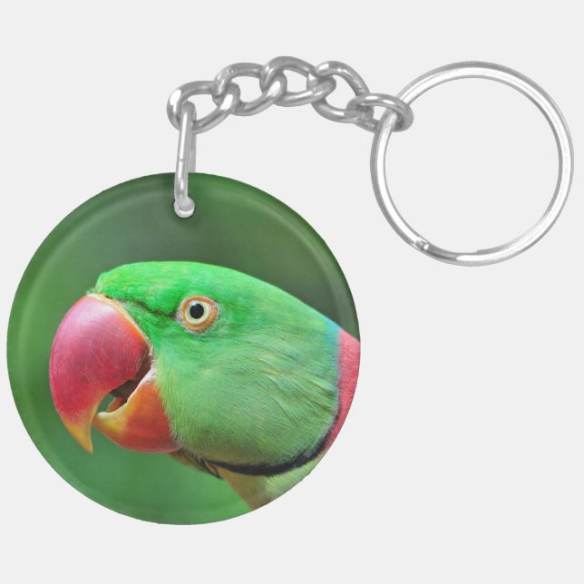 Alexandrine Parakeet Keychain (Back Left)