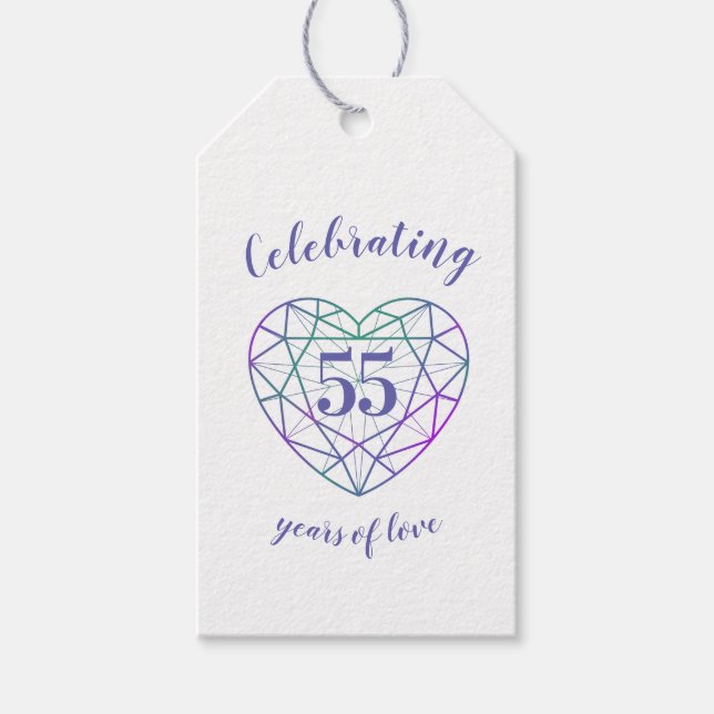 Alexandrite anniversary 55th heart gift tags (Front)