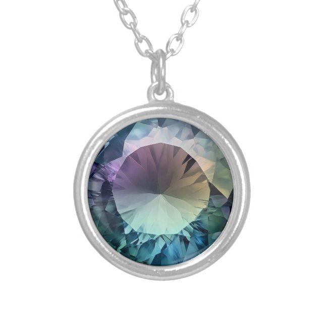 Alexandrite Crystal Pattern Silver Plated Necklace (Front)