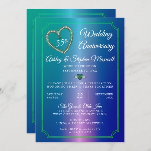 Alexandrite Diamond 55th Wedding Anniversary Party Invitation