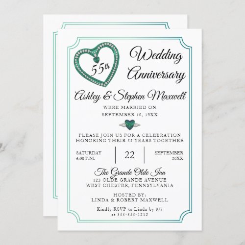 Alexandrite Diamond 55th Wedding Anniversary Party Invitation