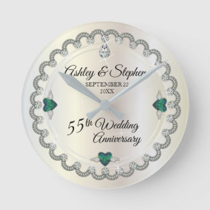 Alexandrite Diamonds 55th Wedding Anniversary Round Clock