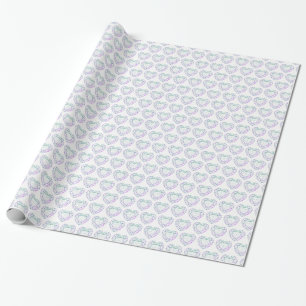 Alexandrite heart gemstone line art patterned wrap wrapping paper