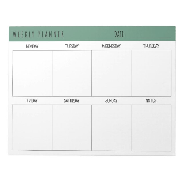 Alexandrite Teal Simple Modern Weekly Planner Notepad (Front)