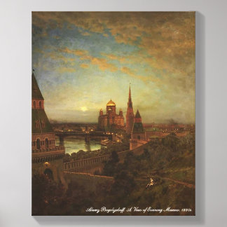 Alexey Bogolyuboff. A View of Evening Moscow... Canvas Photo Tile