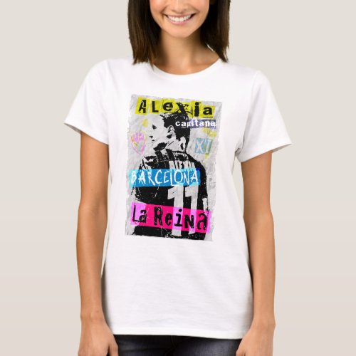 Alexia Barcelona Womenâs Soccer Punk Poster Style T_Shirt