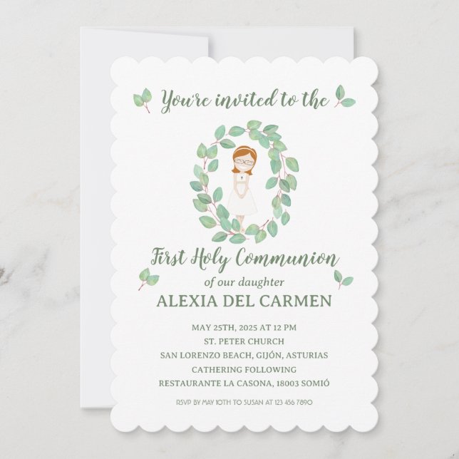 Alexia First Communion model invitation (Front)