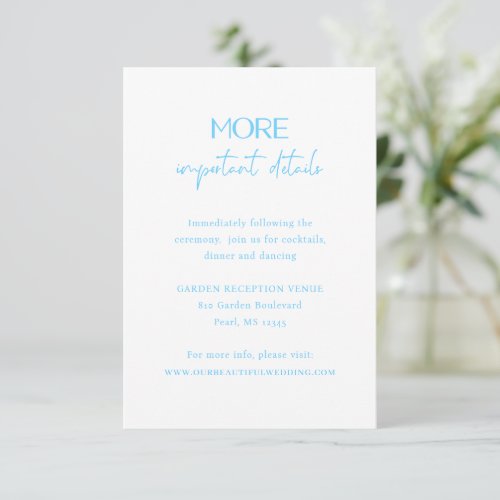 Alexis Blue Elegant Modern Wedding Enclosure Card