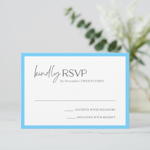 Alexis Blue Elegant Modern Wedding RSVP Card