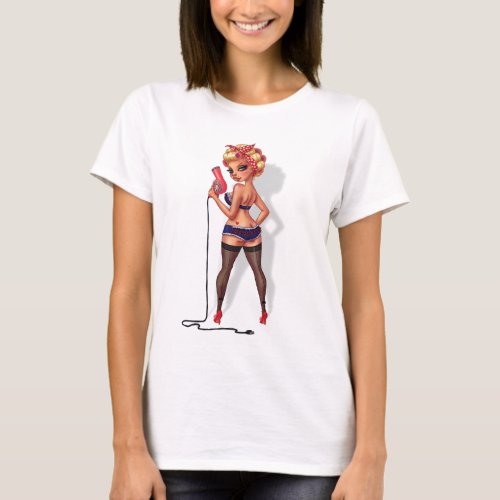 Alexis Dean _ Pinup Model with a Hair Dryer T_Shirt