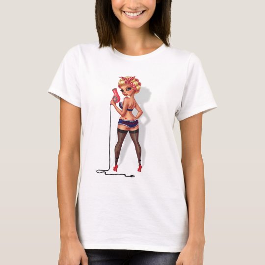Alexis Dean - Pinup Model with a Hair Dryer T-Shirt