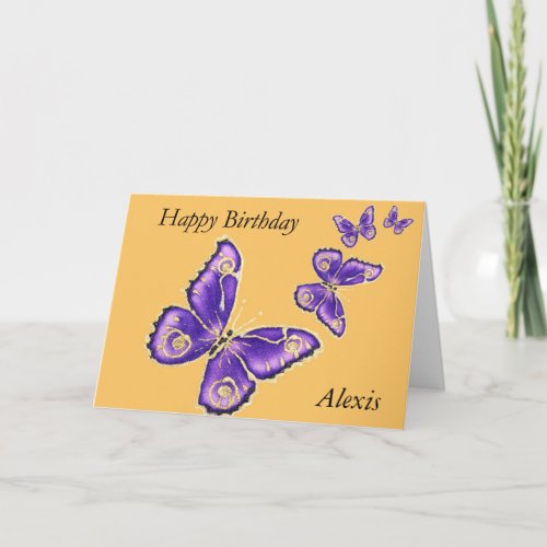 Alexis Happy Birthday purple butterfly card