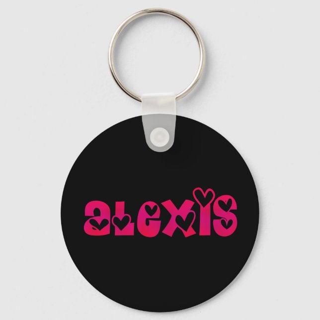 Alexis in Hearts Keychain (Front)