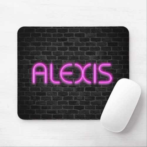 ALEXIS In Pink Neon Lights Mouse Pad