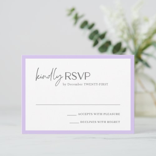 Alexis Lavender Elegant Modern Wedding RSVP Card